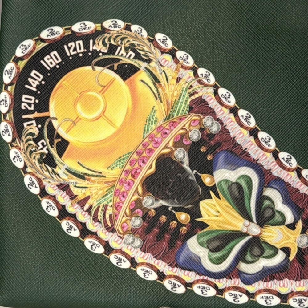 Mary Katrantzou Green Paisley Print Clutch Bag Coated PVC - Picture 3 of 8